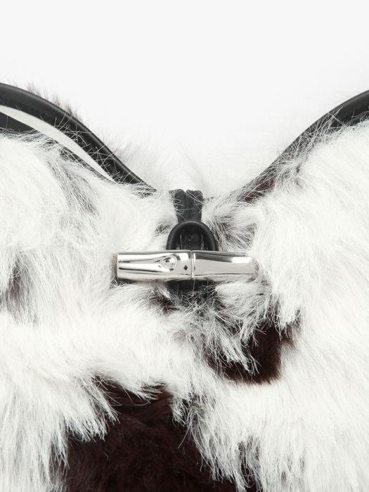 Longchamp Roseau toile fourrure Longchamp Wit